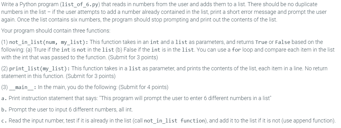 Solved Write A Python Program List Of 6 Py That Reads In Chegg Com