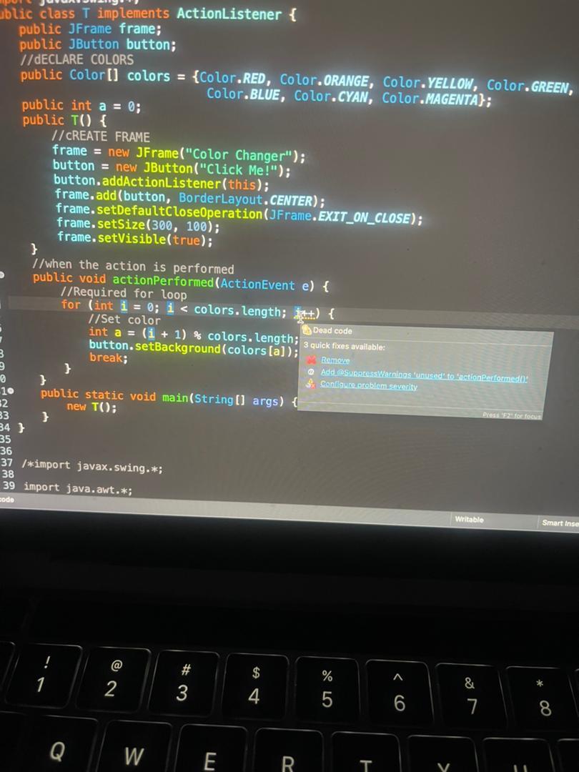 Solved Resolve the dead code error on the for loop while | Chegg.com