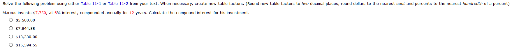 Solved Solve the following problem using either Table 11-1 | Chegg.com