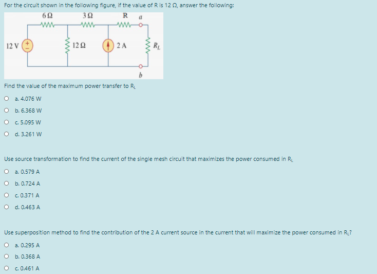 Solved For the circuit shown in the following figure, if the | Chegg.com