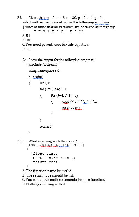 Solved 23 Given Thatwa 5 T 2 R 30 P 5 And Q 6 Chegg Com