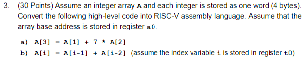 Solved 3. (30 Points) Assume an integer array A and each | Chegg.com