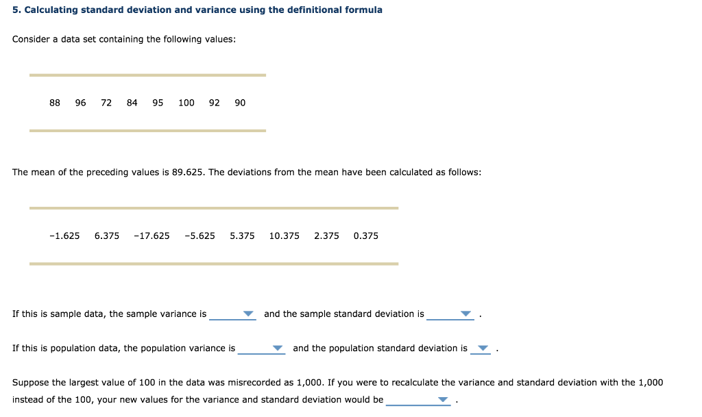 Solved 5 Calculating Standard Deviation And Variance Using