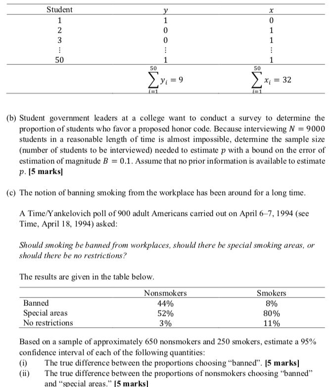 Solved Question 2 (a) A simple random sample of n = 50 | Chegg.com