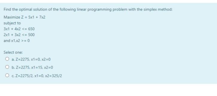 Solved Find the optimal solution of the following linear | Chegg.com