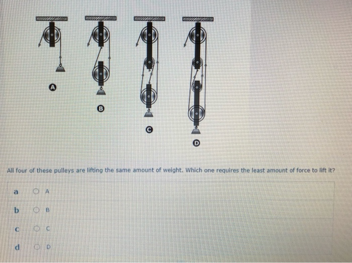 Solved All four of these pulleys are lifting the same amount