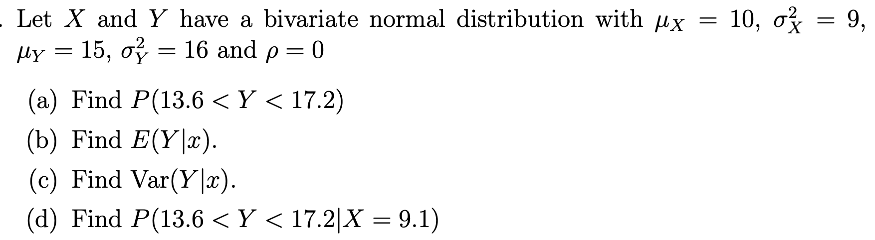 Solved - Let X and Y have a bivariate normal distribution | Chegg.com
