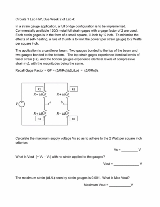 Solved In a strain gauge application, a full bridge | Chegg.com