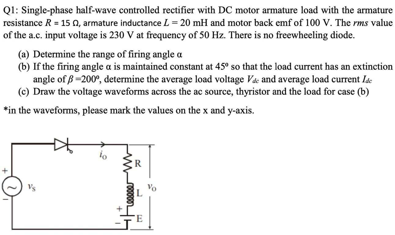 Solved Q1 Singlephase halfwave controlled rectifier with