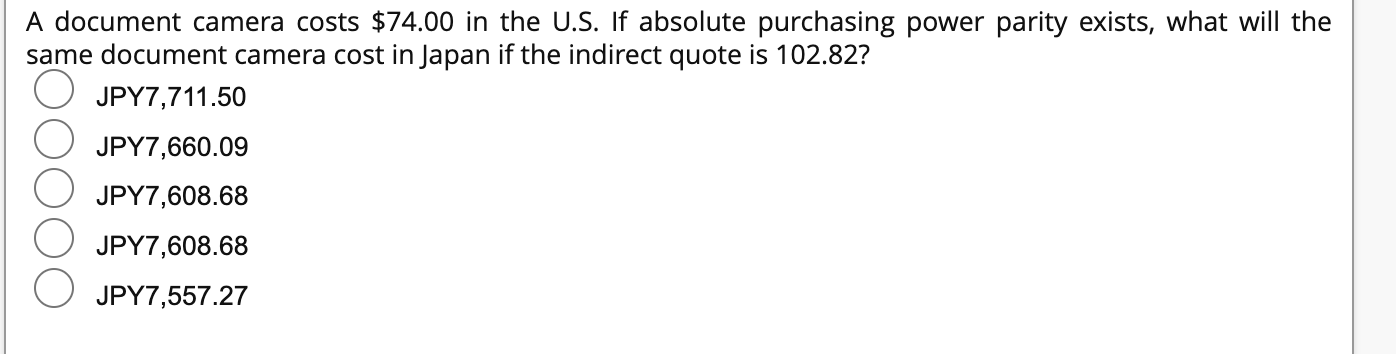 Solved A document camera costs $74.00 in the U.S. If | Chegg.com