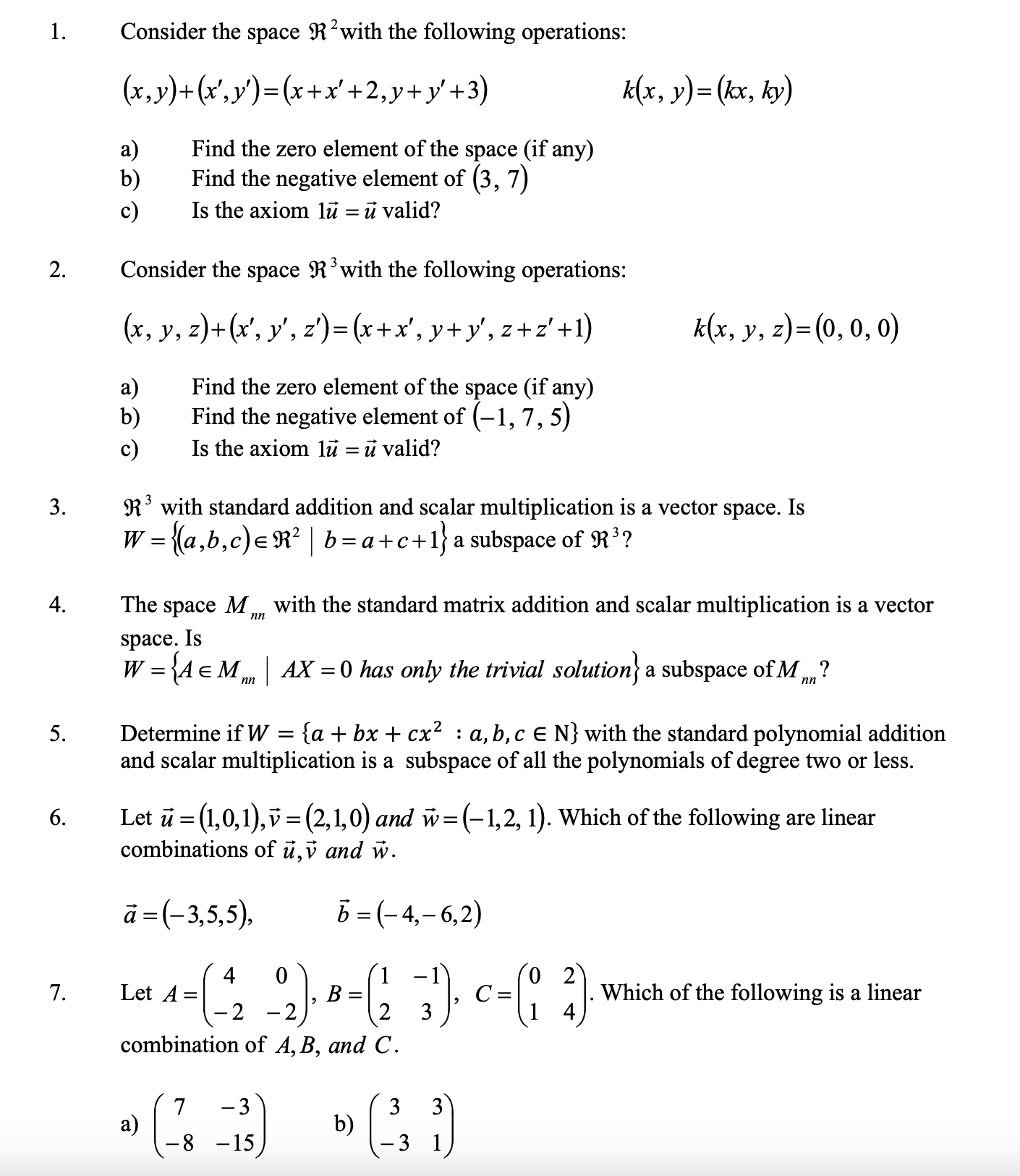 Solved 1. Consider the space R2 with the following | Chegg.com