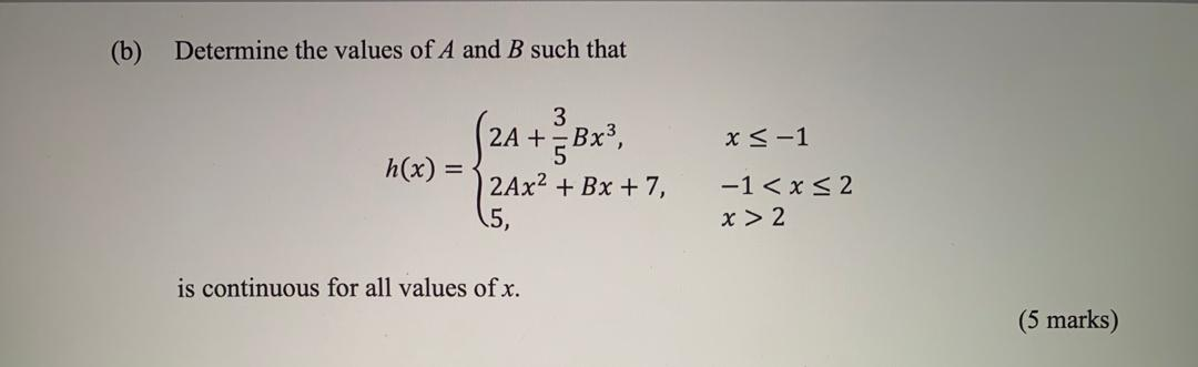 Solved (b) Determine the values of A and B such that x