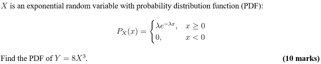 Solved X is an exponential random variable with probability | Chegg.com