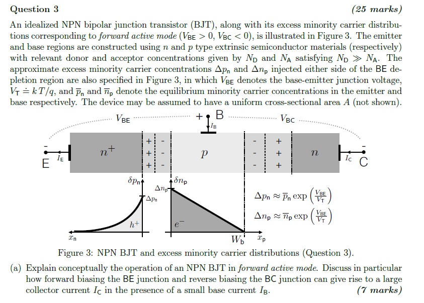 Solved (25 marks) Question 3 An idealized NPN bipolar