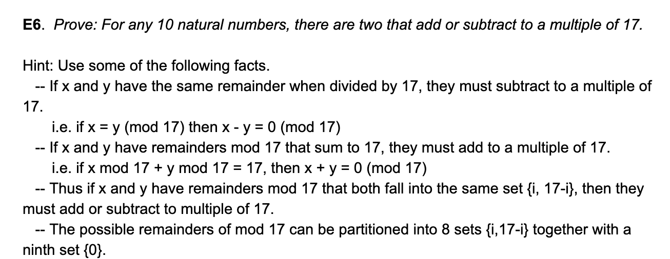 Solved E6. Prove: For any 10 natural numbers, there are two | Chegg.com
