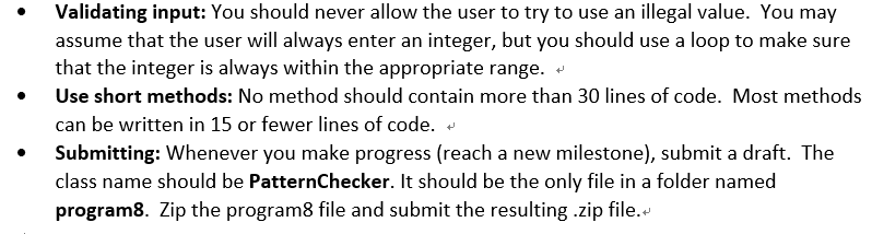 Solved Assignment Write a program named PatternChecker that | Chegg.com