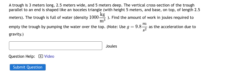 Solved 1000(kg)m3 g=9.8(m)s2 as ﻿the acceleration due | Chegg.com