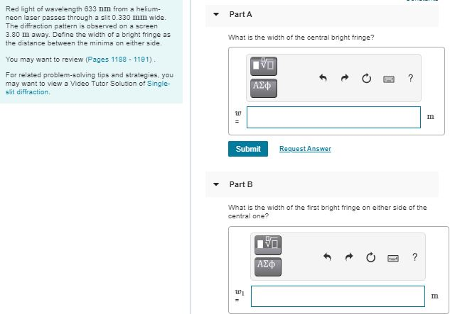 Solved Part A What is the width of the central bright | Chegg.com