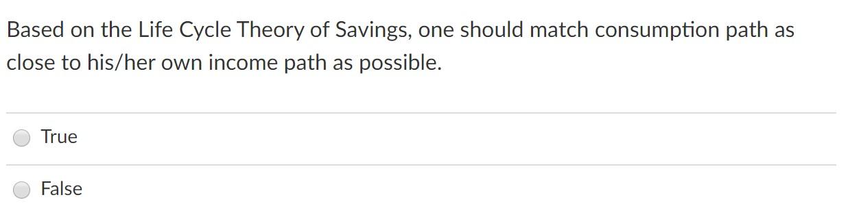 Solved Based on the Life Cycle Theory of Savings, one should | Chegg.com