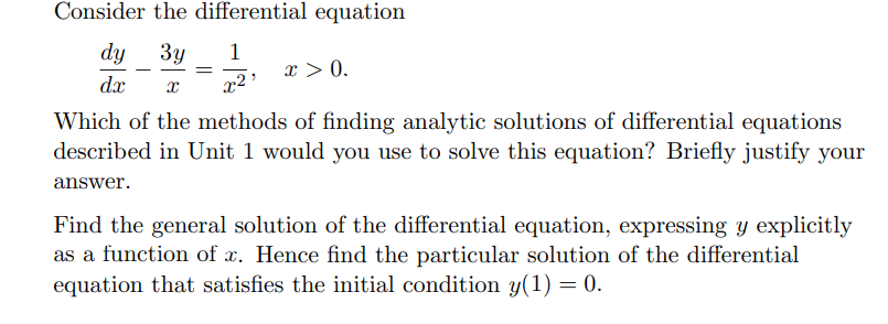 Solved dy = 2' Consider the differential equation Зу 1 x > | Chegg.com