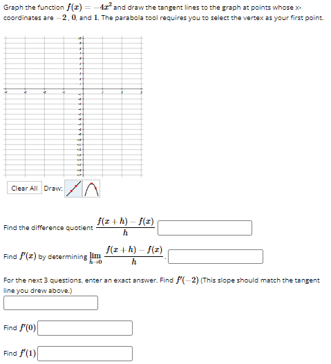 Solved Graph The Function F(x)=−4x2 And Draw The Tangent | Chegg.com