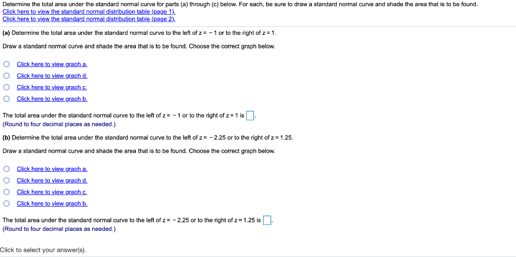 Solved Determine the total area under the standard normal | Chegg.com