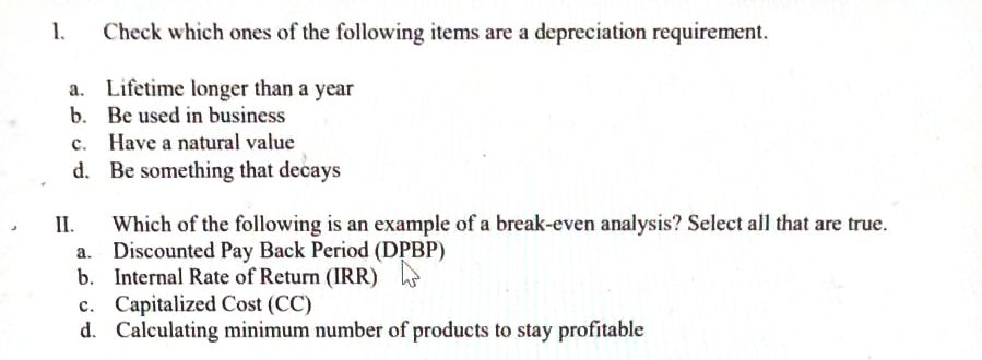 Solved 1. Check Which Ones Of The Following Items Are A | Chegg.com