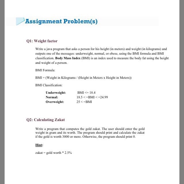 Solved Assignment Problem(s) Q1 Weight factor Write a java