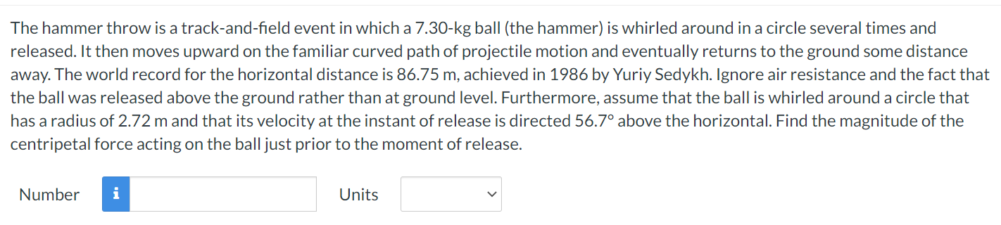 Solved The Hammer Throw Is A Track-and-field Event In Which | Chegg.com