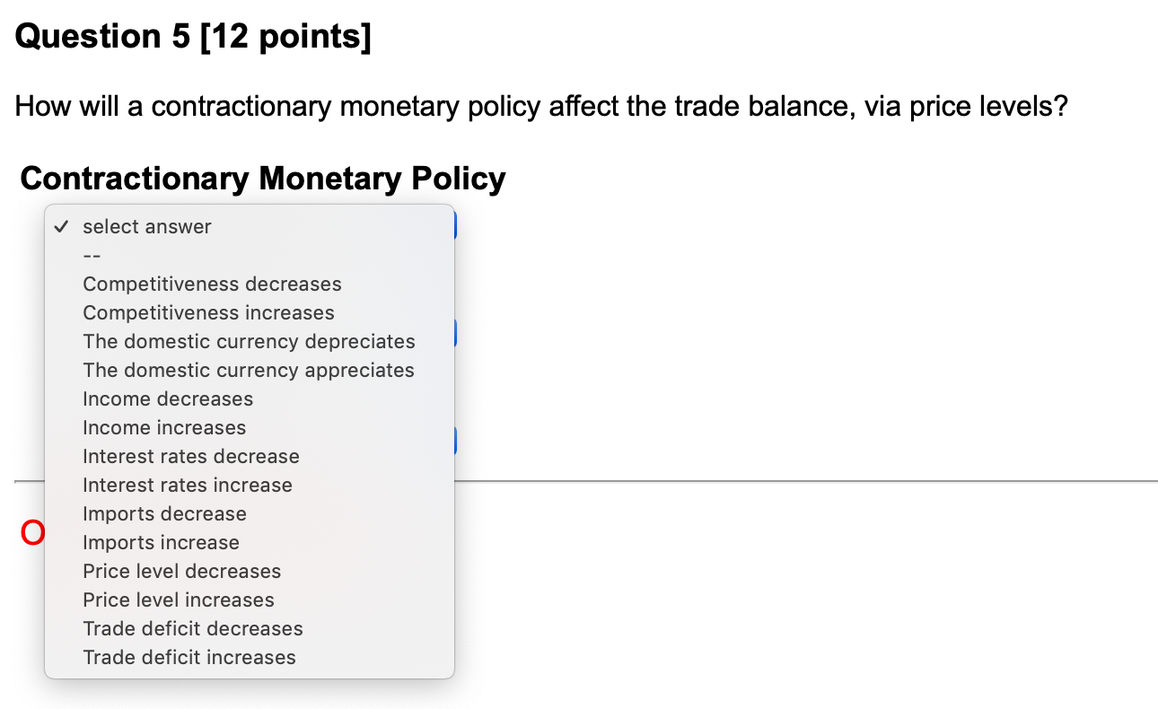 Solved Question 5 [12 points] How will a contractionary | Chegg.com