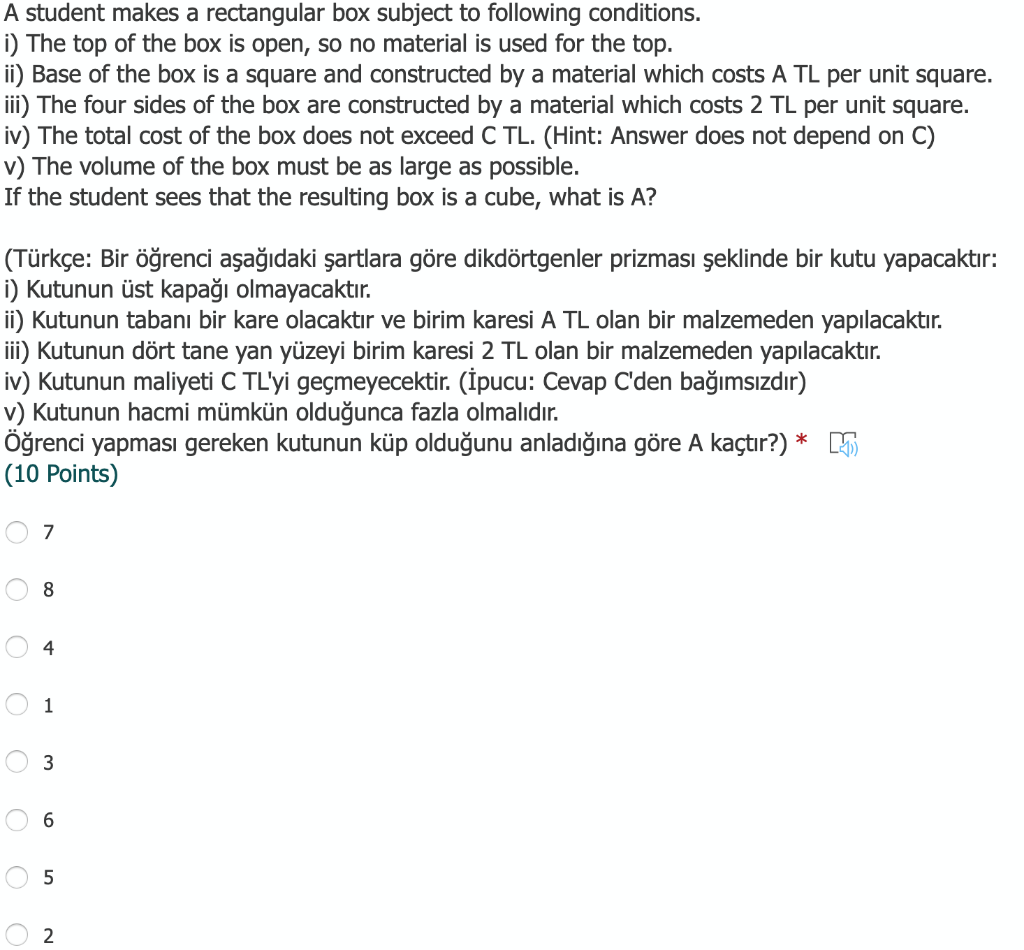 Solved A student makes a rectangular box subject to | Chegg.com