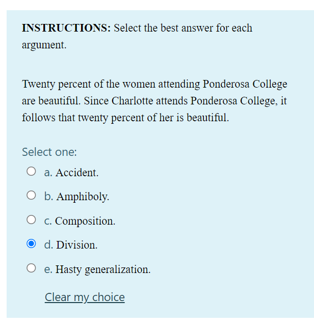 Solved INSTRUCTIONS: Select the best answer for each | Chegg.com