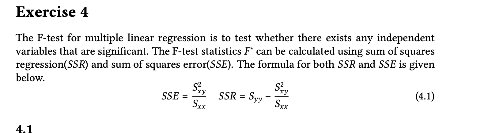 Solved Exercise 4 The F-test for multiple linear regression | Chegg.com