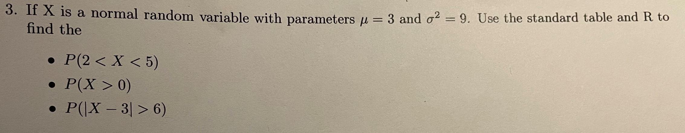 Solved 3. If X is a normal random variable with parameters u | Chegg.com