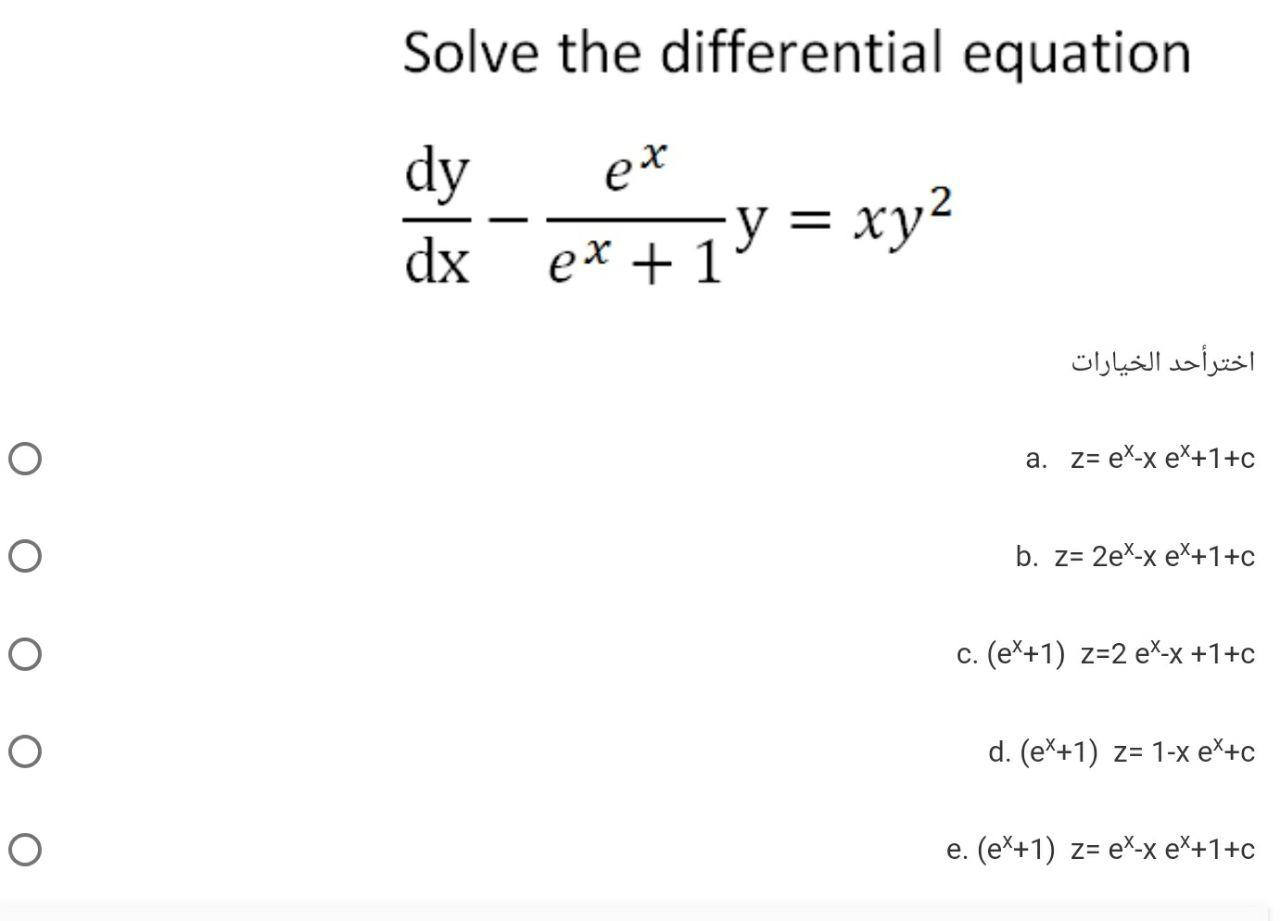 Solved Solve the differential equation ex dy dx ex + 1 y = | Chegg.com