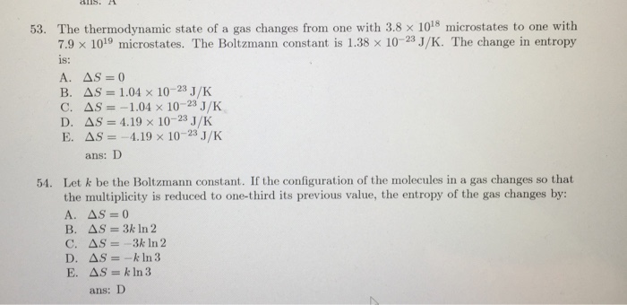 Solved 53. The thermodynamic state of a gas changes from one | Chegg.com