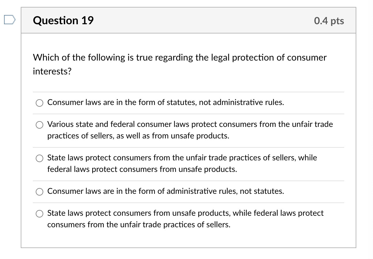 Solved Question 19 0.4 Pts Which Of The Following Is True | Chegg.com