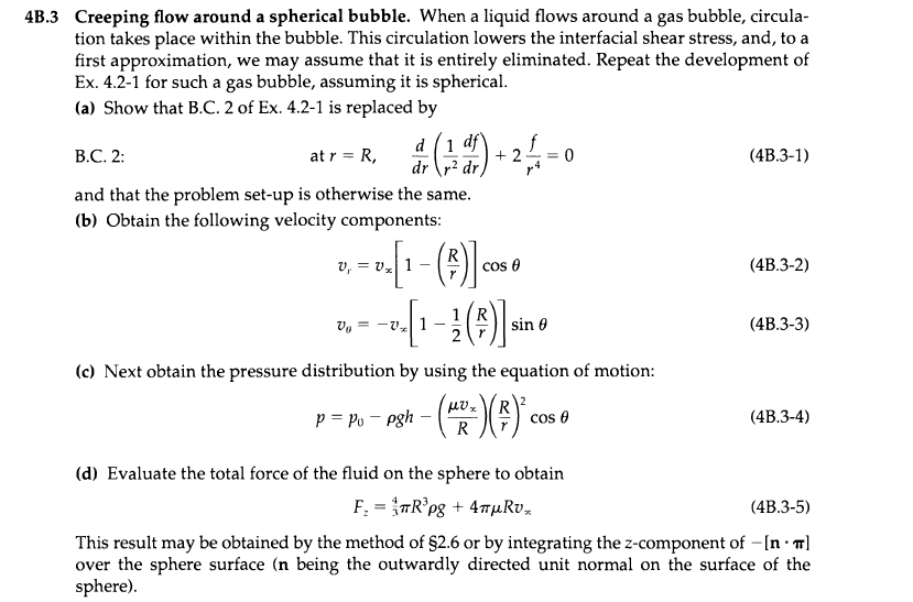 Solved Creeping flow around a spherical bubble. When a | Chegg.com