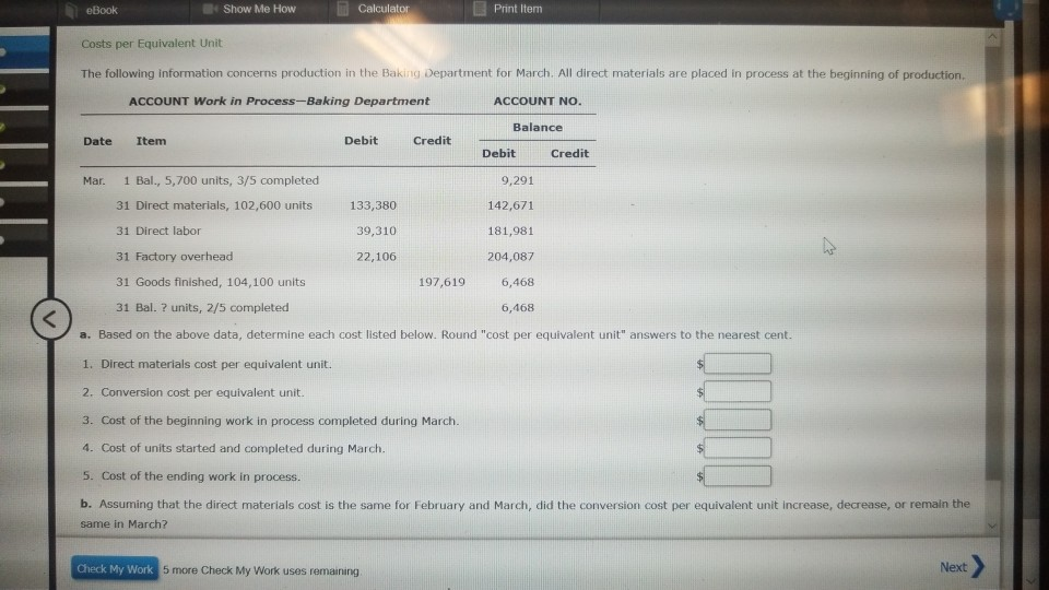 Solved eBook Calculator Cost of Units Completed and in | Chegg.com