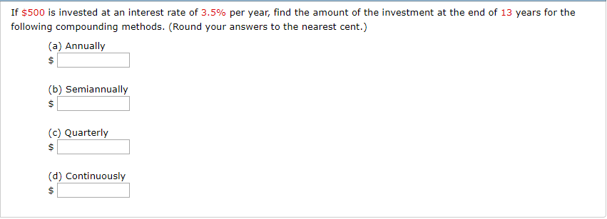 Solved If $500 is invested at an interest rate of 3.5% per | Chegg.com