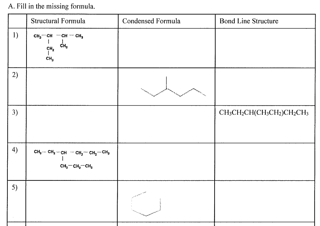 Solved A. Fill In The Missing Formula 