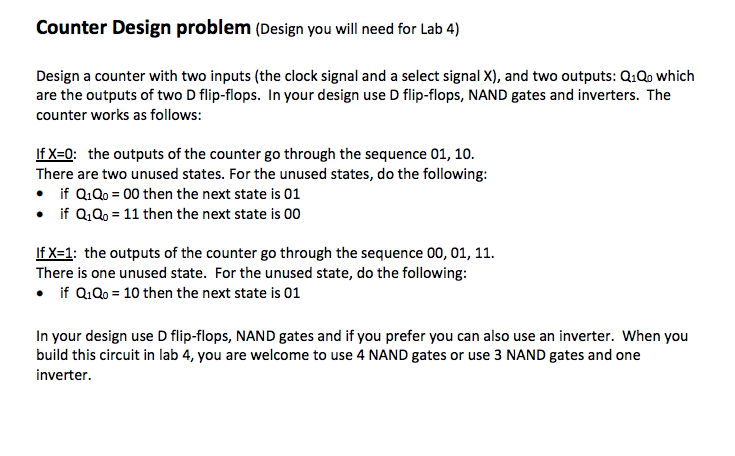 Solved Counter Design problem (Design you will need for Lab | Chegg.com