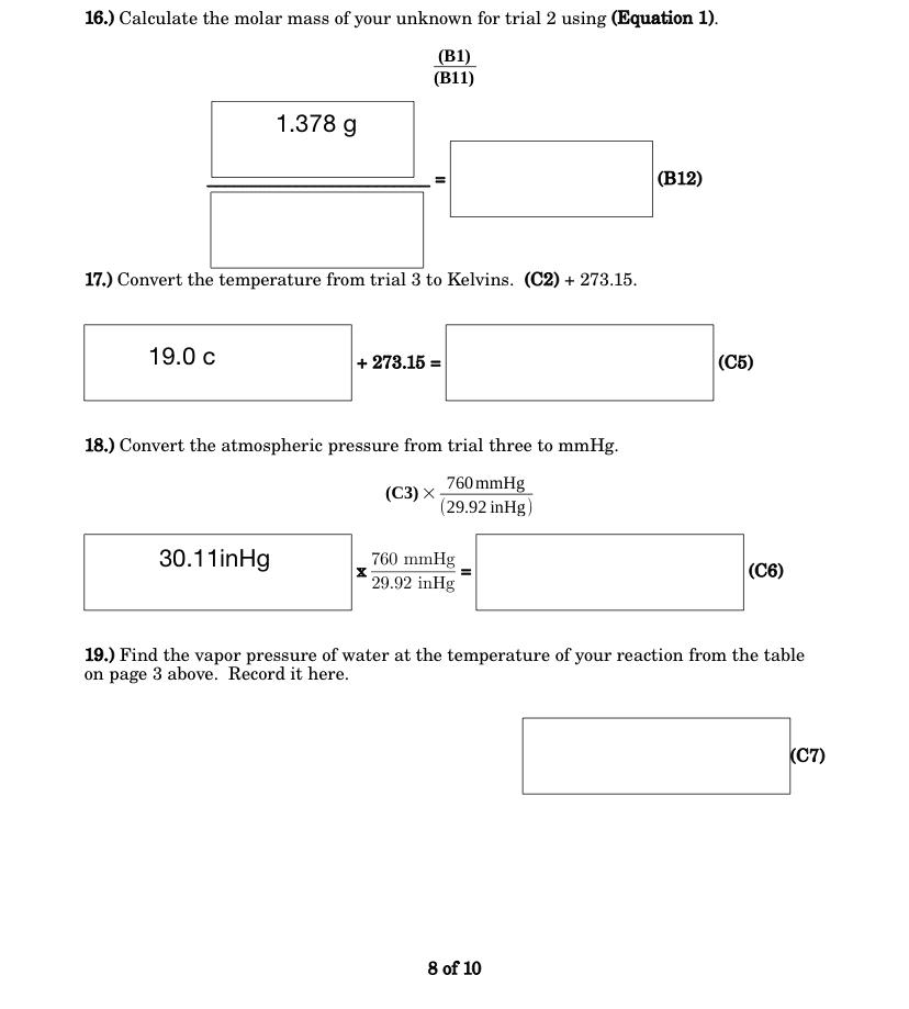 Solved 12 Find The Vapor Pressure The Co2 By Subtracting