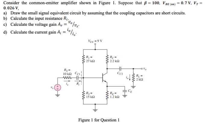 Solved Consider The Common Emitter Amplifier Shown In Figure 