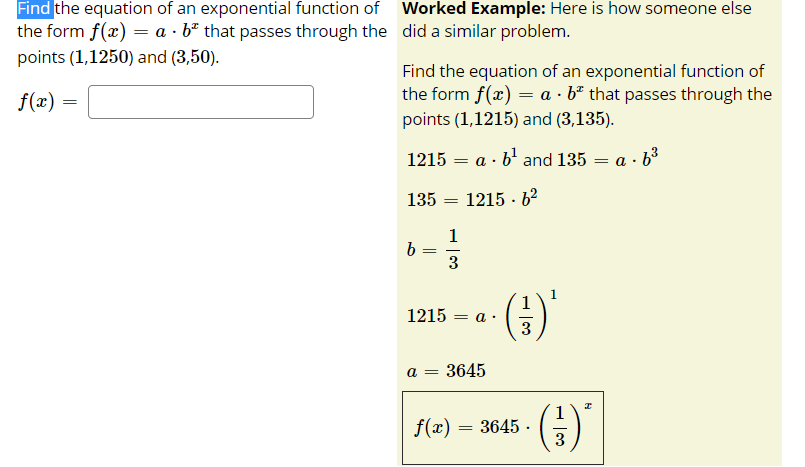 Solved Find the equation of an exponential function of | Chegg.com