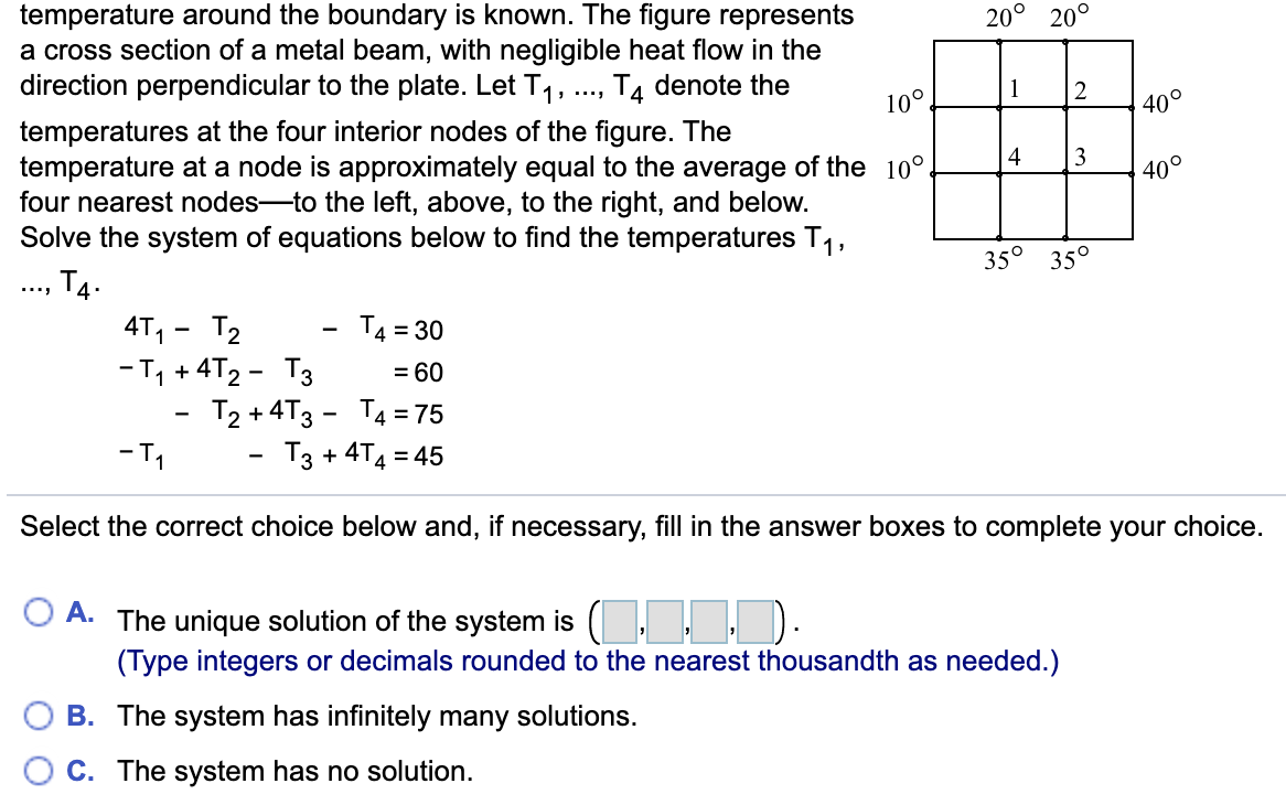 Solved 20° 20° 10° 7400 400 temperature around the boundary | Chegg.com