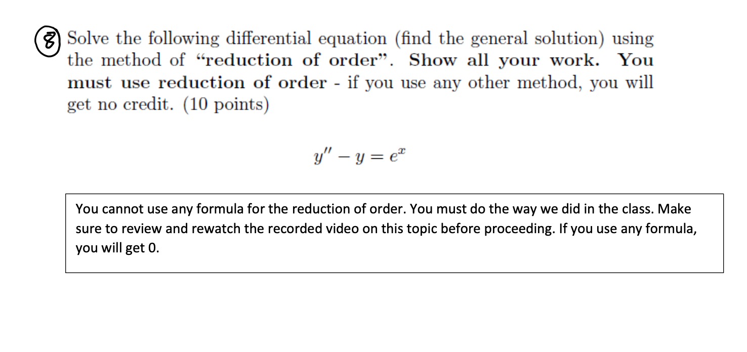 Solved Solve The Following Differential Equation (find The | Chegg.com