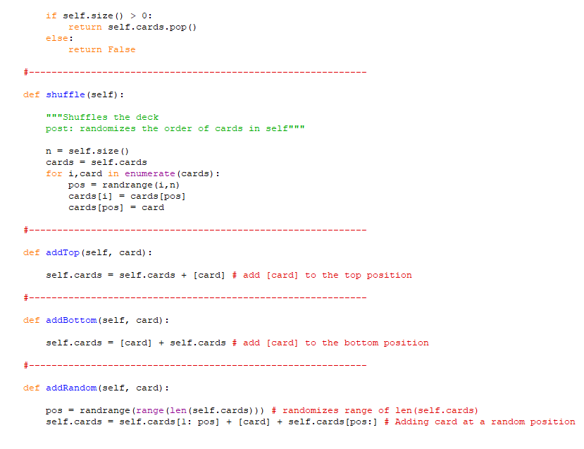 Solved Python. Modify the Deck class to keep track of the | Chegg.com