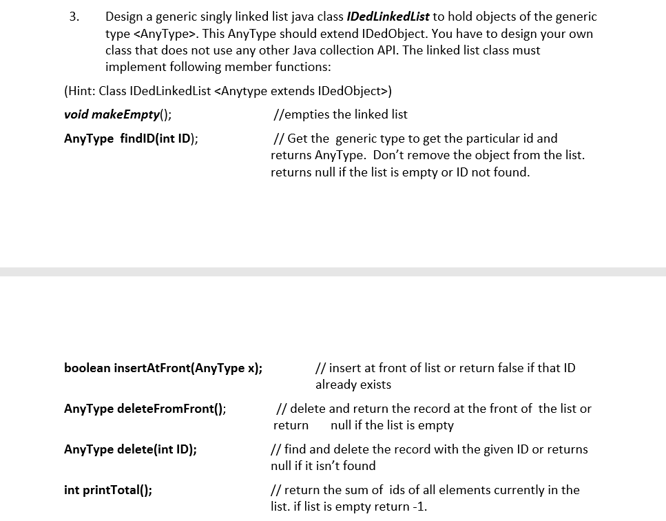 The task of this project is to implement in Java a | Chegg.com