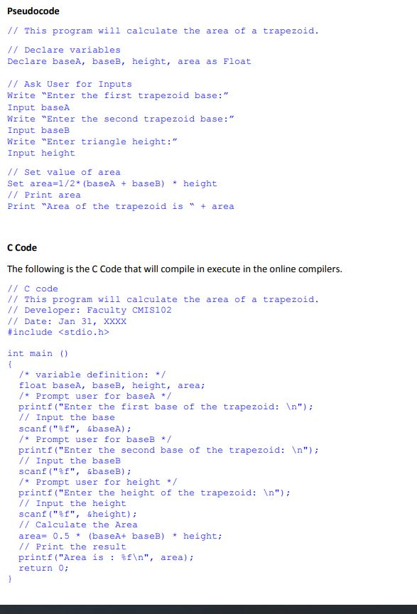 Solved Week 3-Trapezoid araa Overview This hands-on lab | Chegg.com